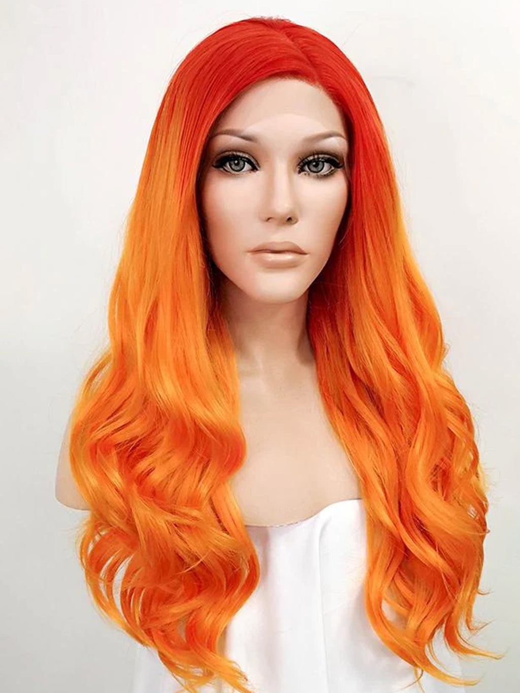 24" Mixed Orange Lace Front Synthetic Wig 20206