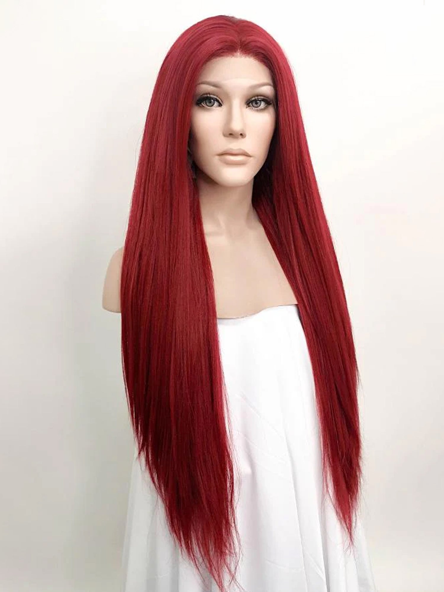 30" Dark Red Yaki Lace Front Synthetic Wig 10010