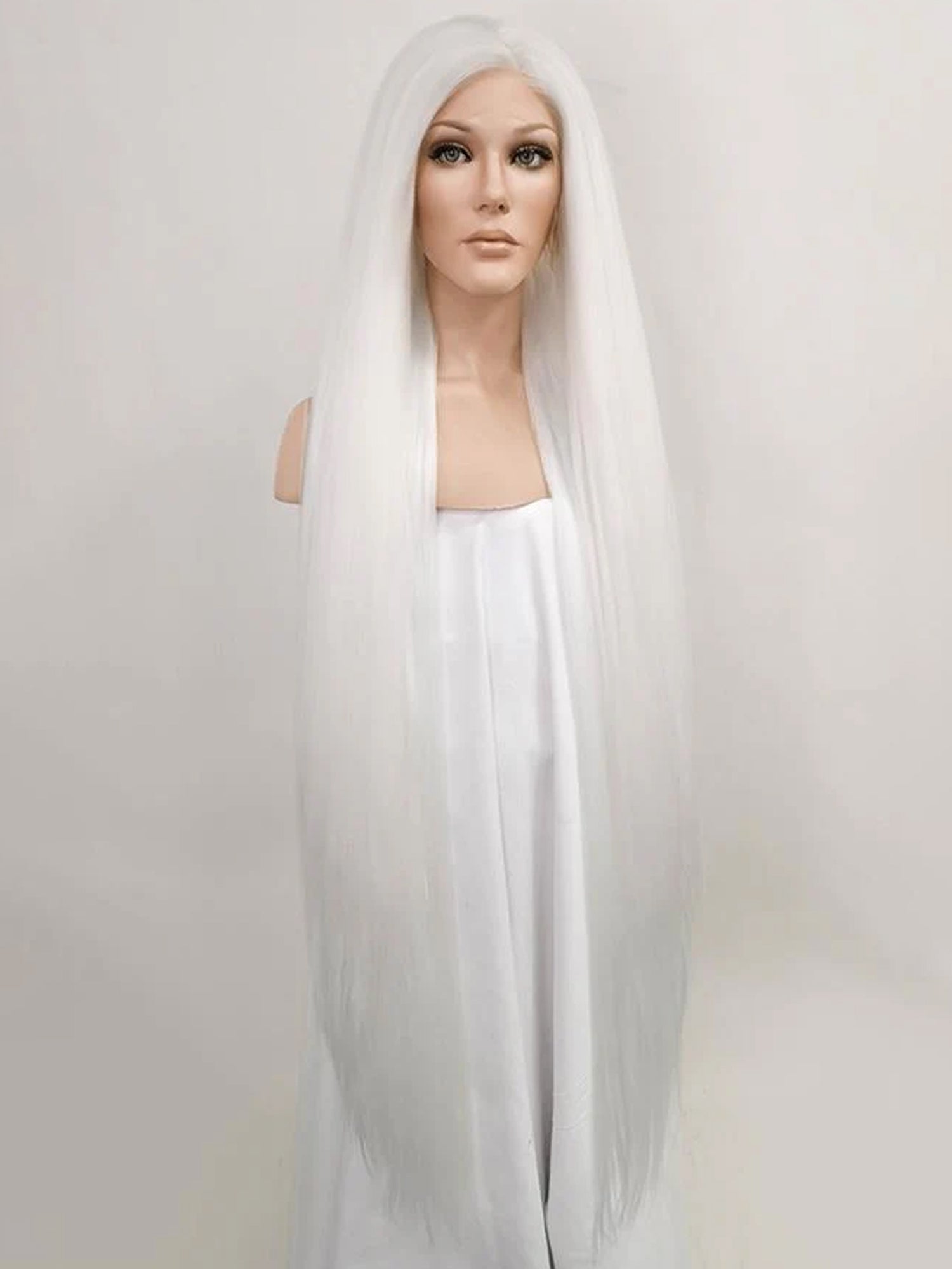 30" Pure White Yaki Lace Front Synthetic Wig 10011