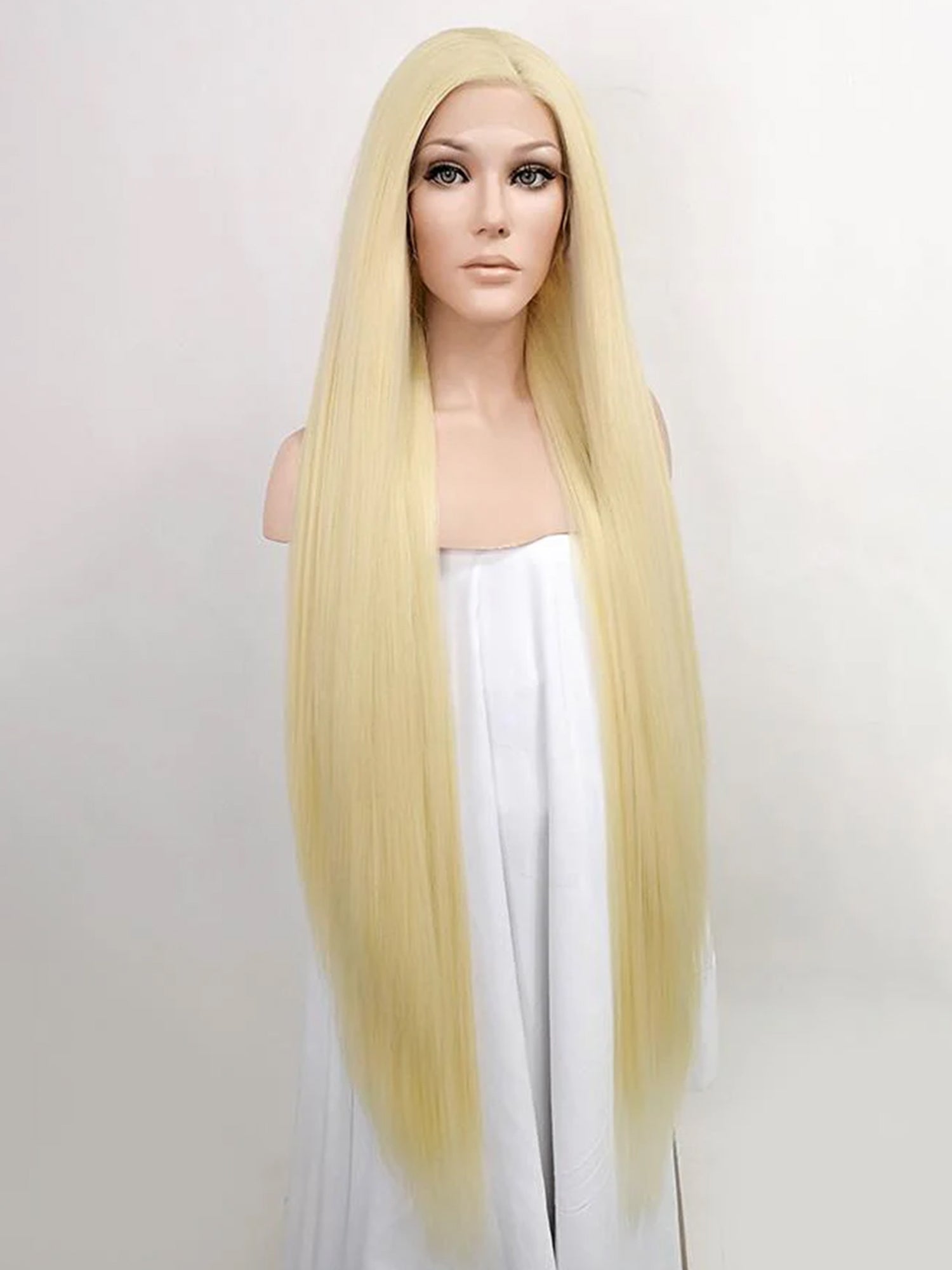 42" Light Blonde Yaki Lace Front Synthetic Wig 10056
