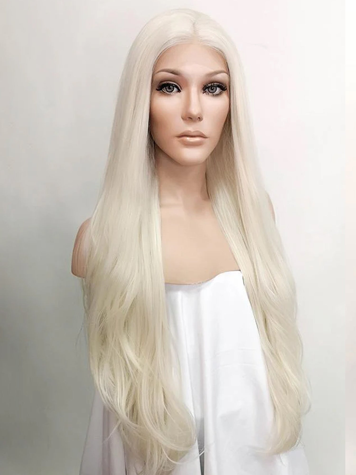 30" Platinum Blonde Lace Front Synthetic Wig 10006