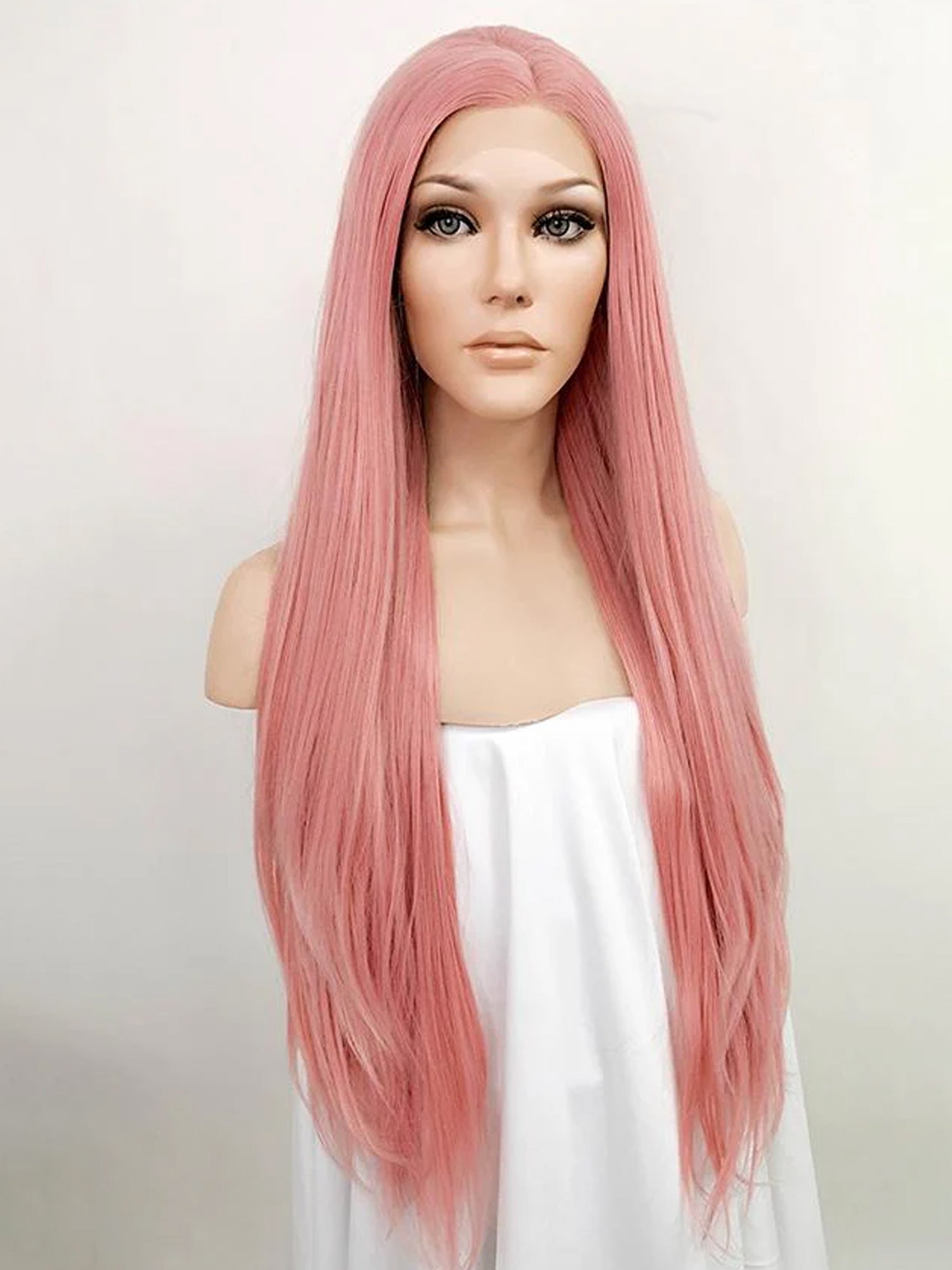 28" Light Pink Lace Front Synthetic Wig 10139