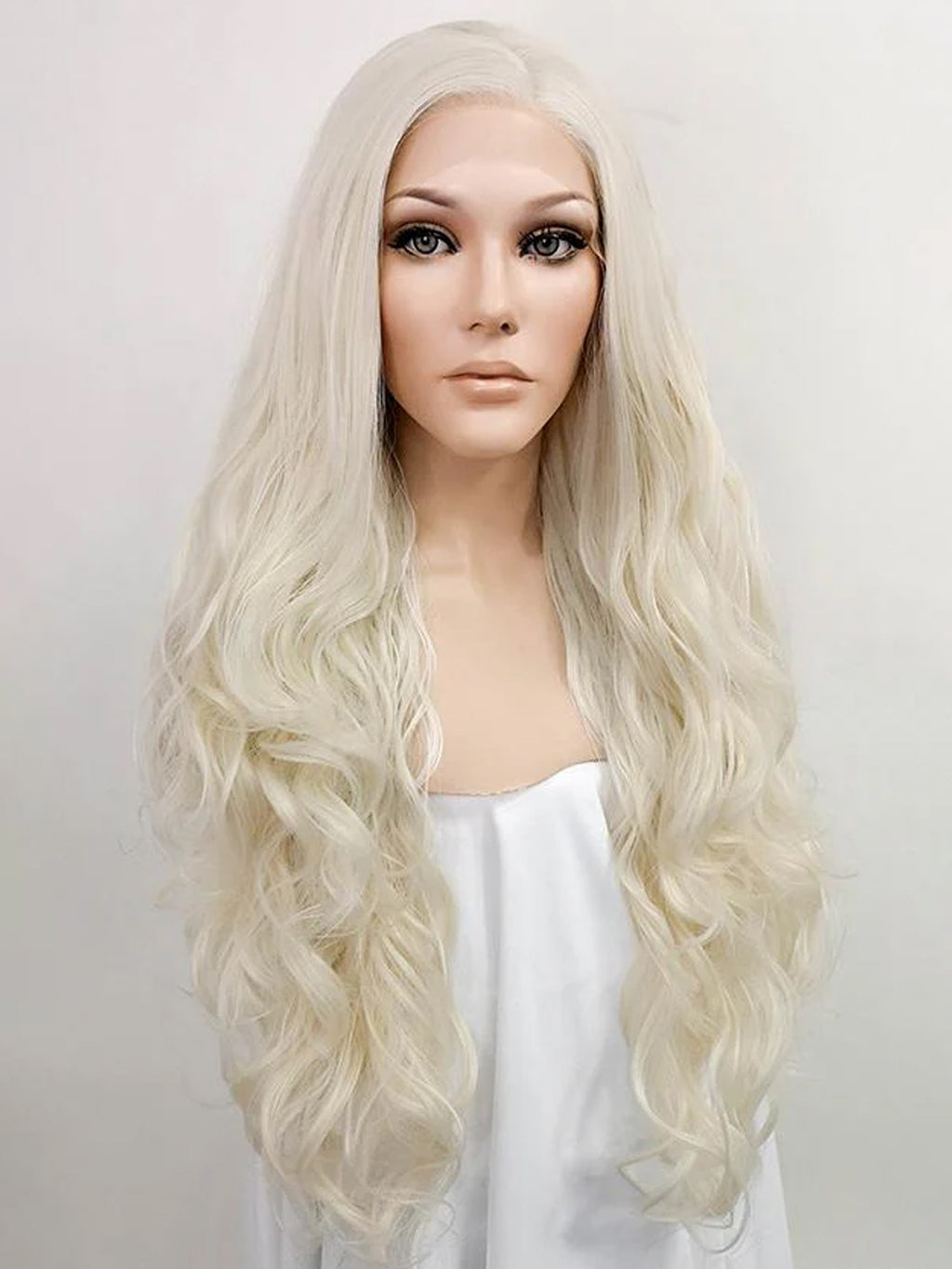 26" Platinum Blonde Lace Front Synthetic Wig 10032