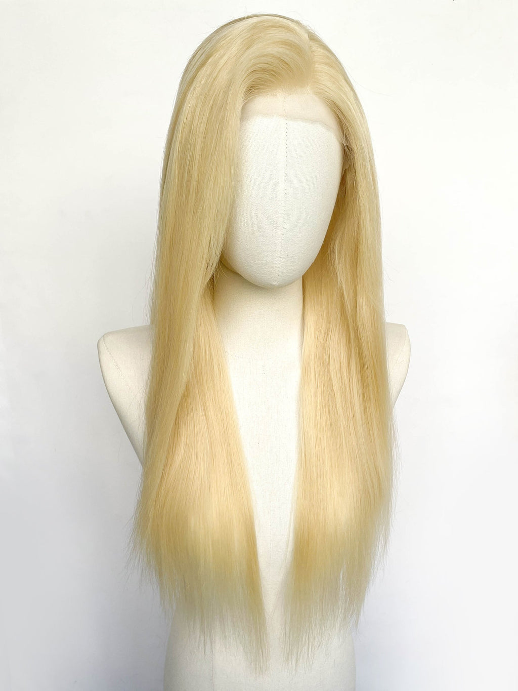 26" Long Straight Blonde Lace Top Remy Human Hair HHC030