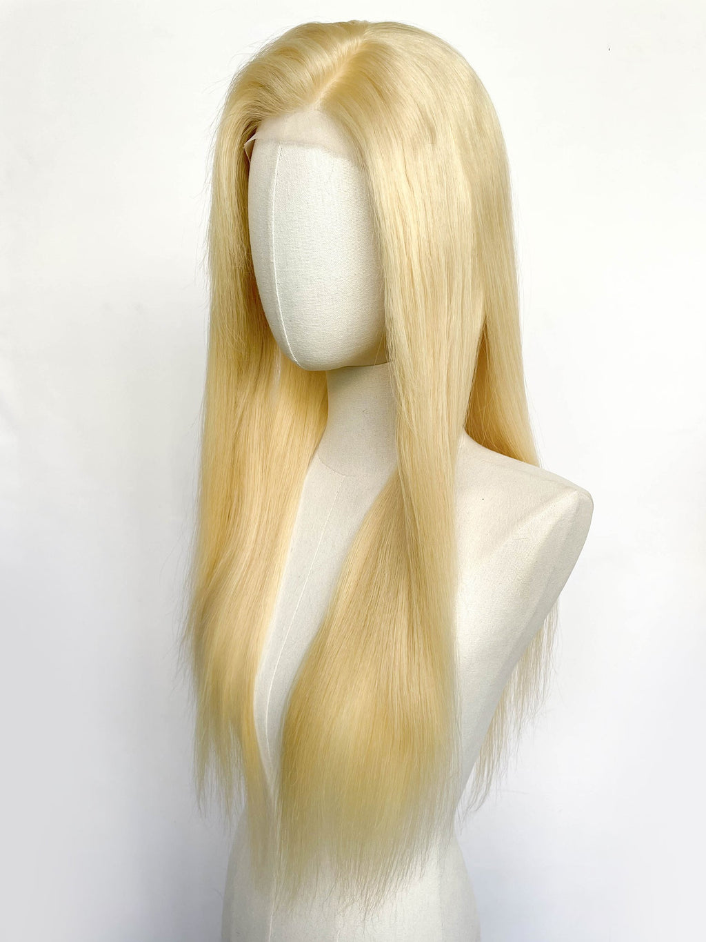 26" Long Straight Blonde Lace Top Remy Human Hair HHC030