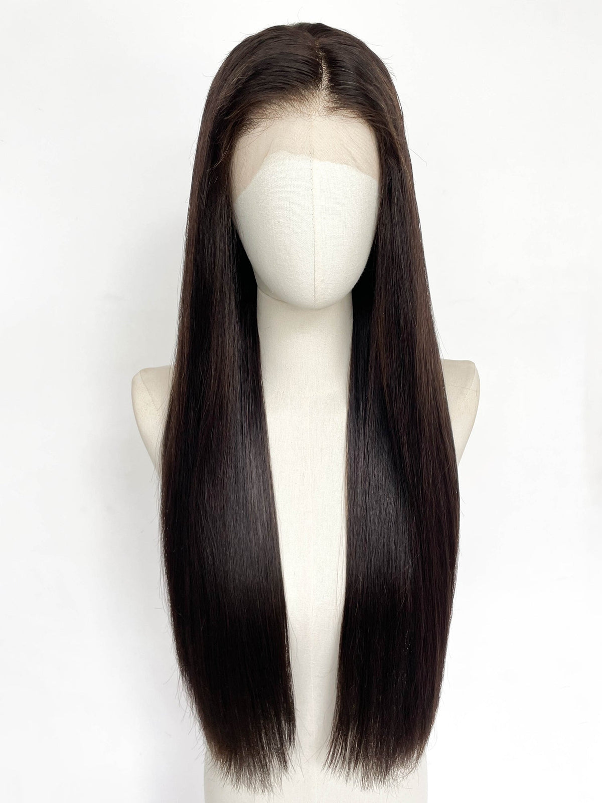25" Long Straight Brunette Lace Front Remy Human Hair HHC037