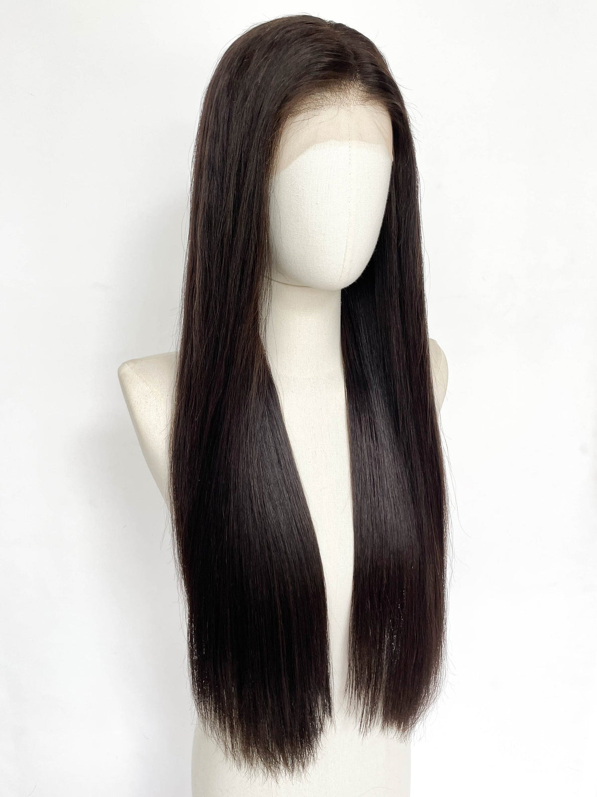 25" Long Straight Brunette Lace Front Remy Human Hair HHC037