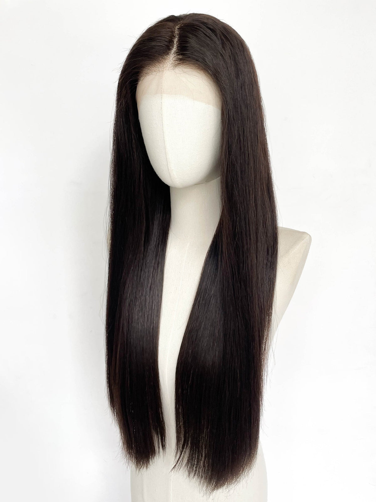 25" Long Straight Brunette Lace Front Remy Human Hair HHC037