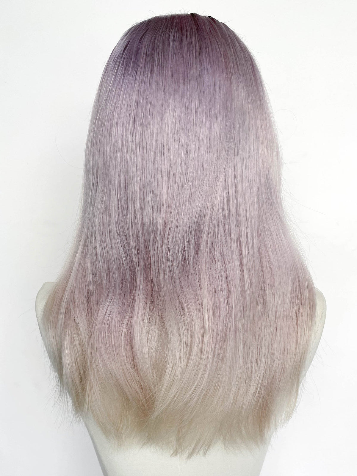 22" Long Straight Purple Mixed Grey With Dark Roots Full Lace Remy Human Hair HHC078