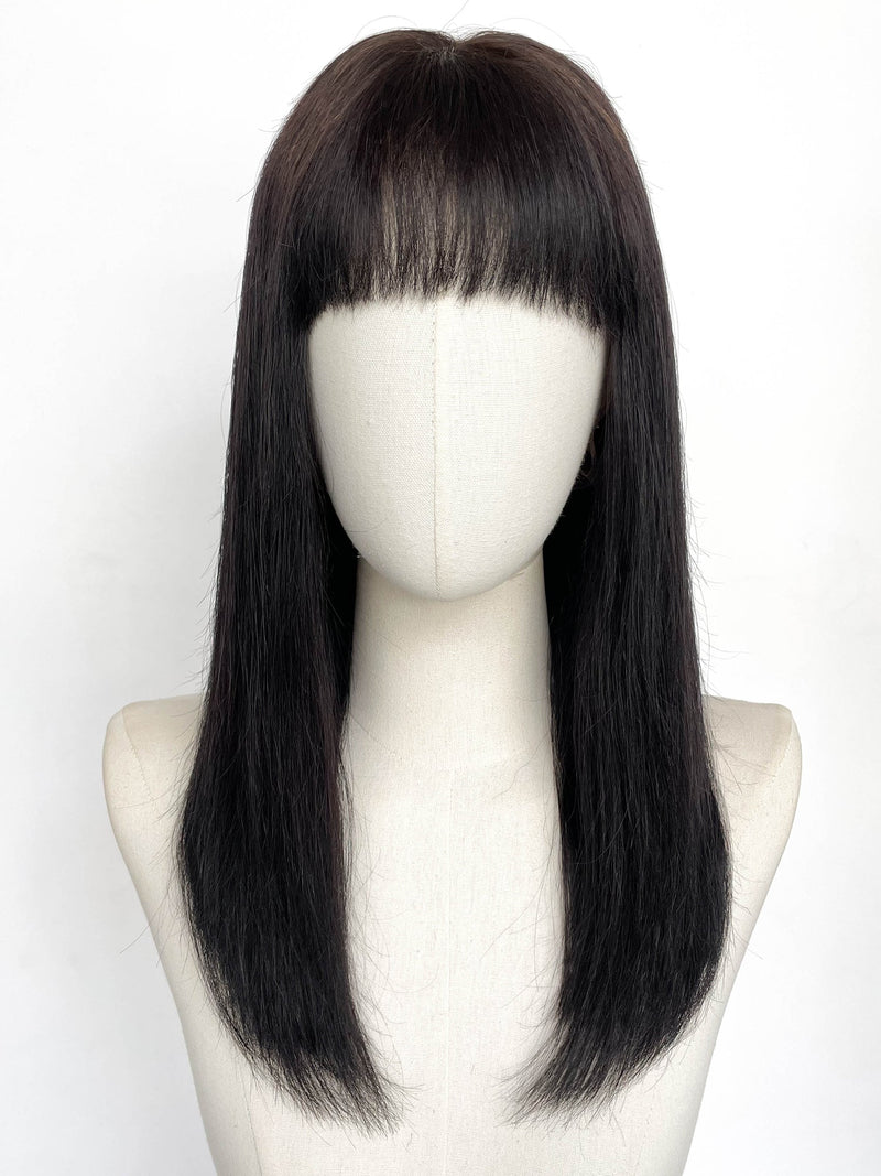16" Long Straight Black Full Lace Remy Human Hair HHC111