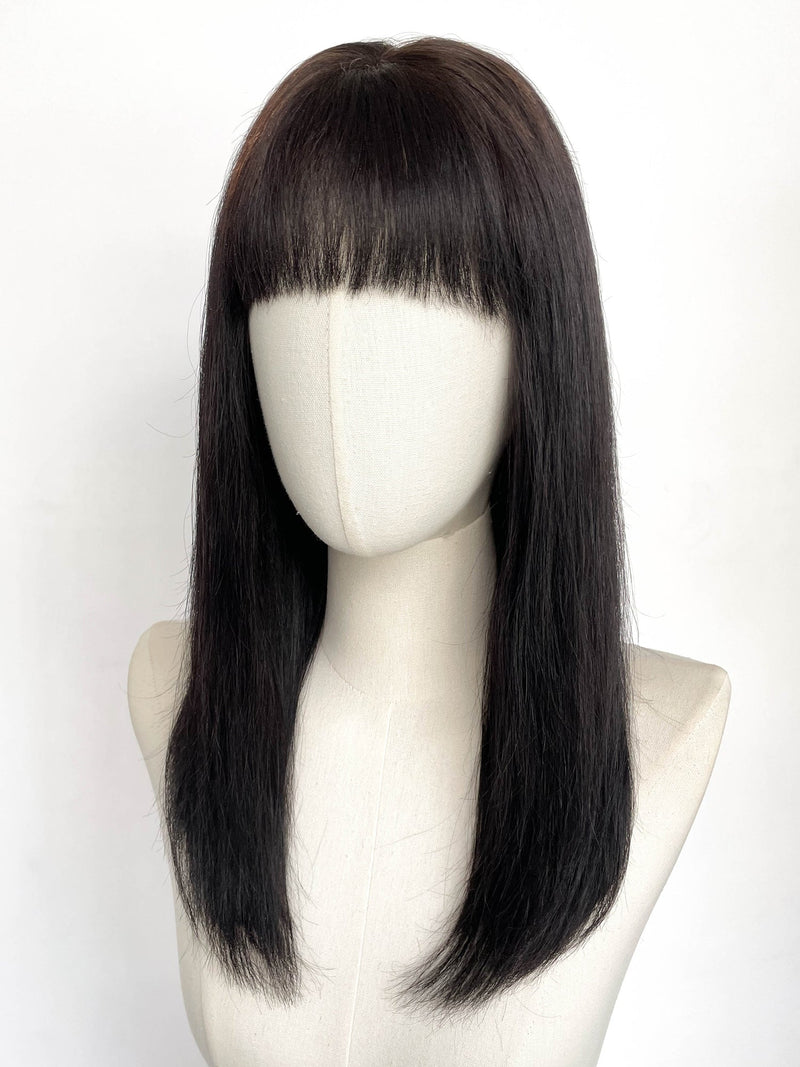 16" Long Straight Black Full Lace Remy Human Hair HHC111
