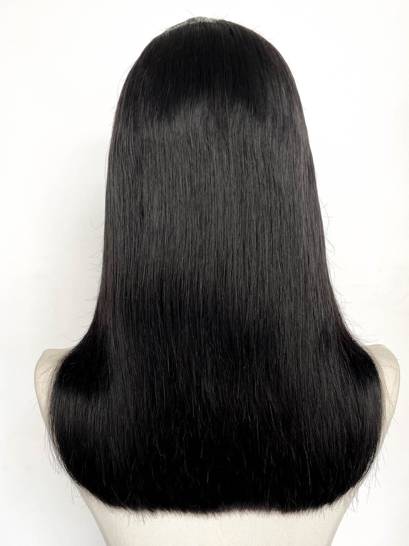 16" Long Straight Black Full Lace Remy Human Hair HHC111