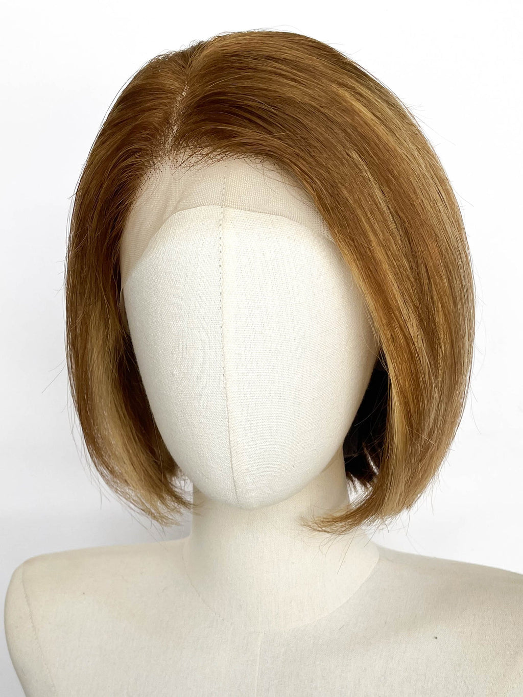 10" Short Straight Brown Mixed Blonde Lace Top Remy Human Hair HHC198
