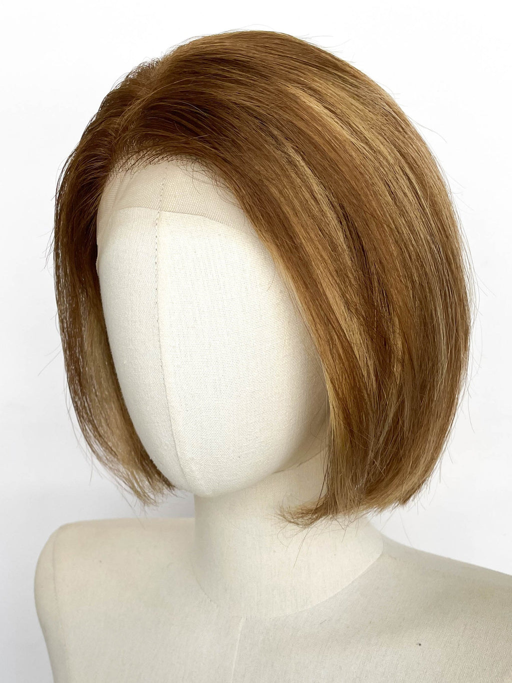 10" Short Straight Brown Mixed Blonde Lace Top Remy Human Hair HHC198