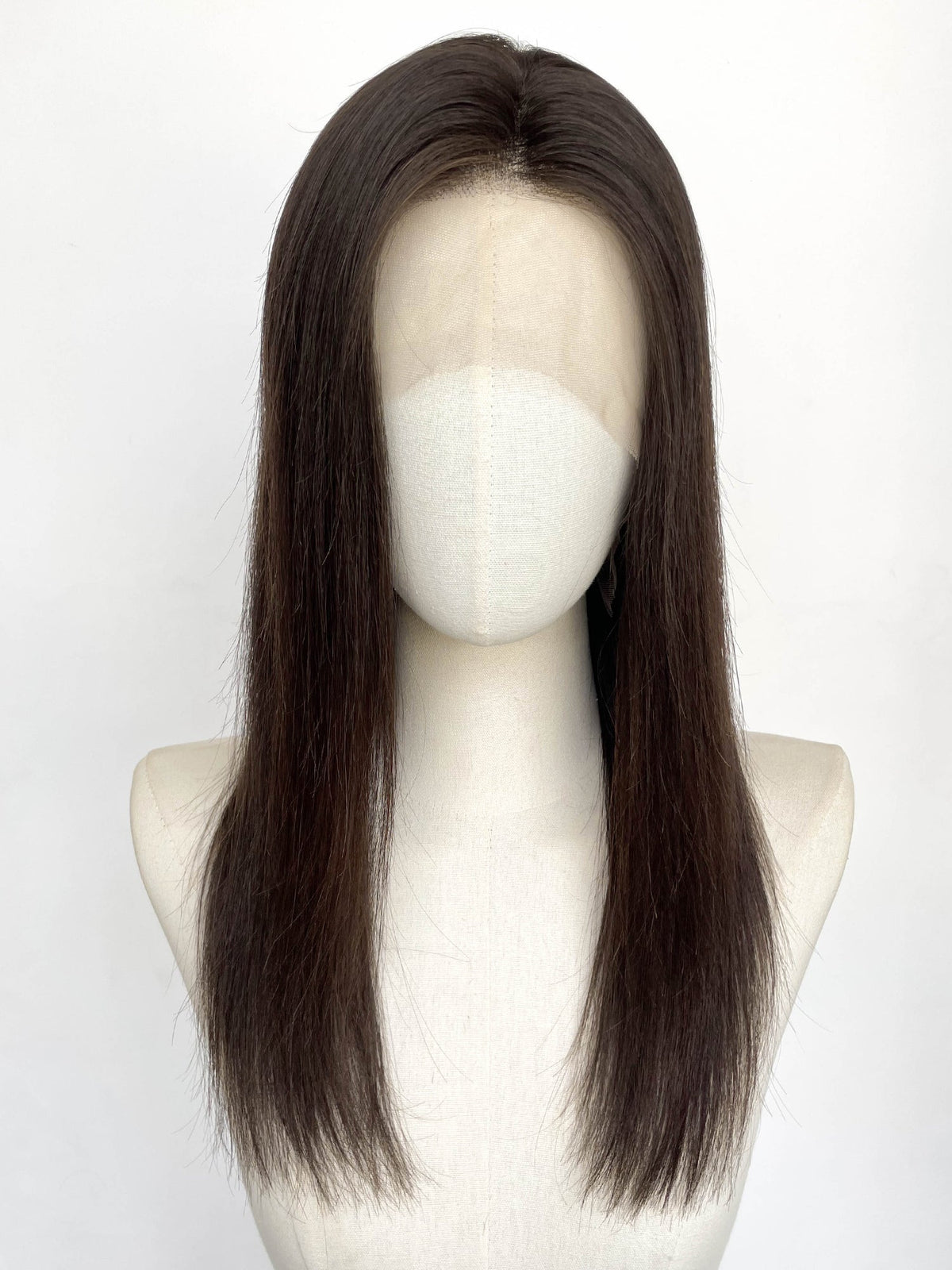 20" Long Straight Brunette Lace Front Remy Human Hair HHC201B