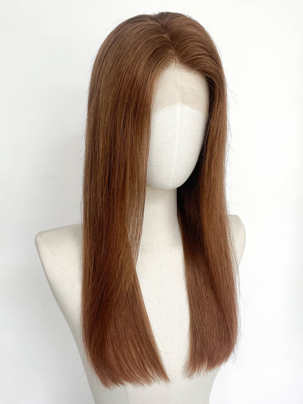 19" Long Straight Coffee Brown Lace Top Remy Human Hair HHC201