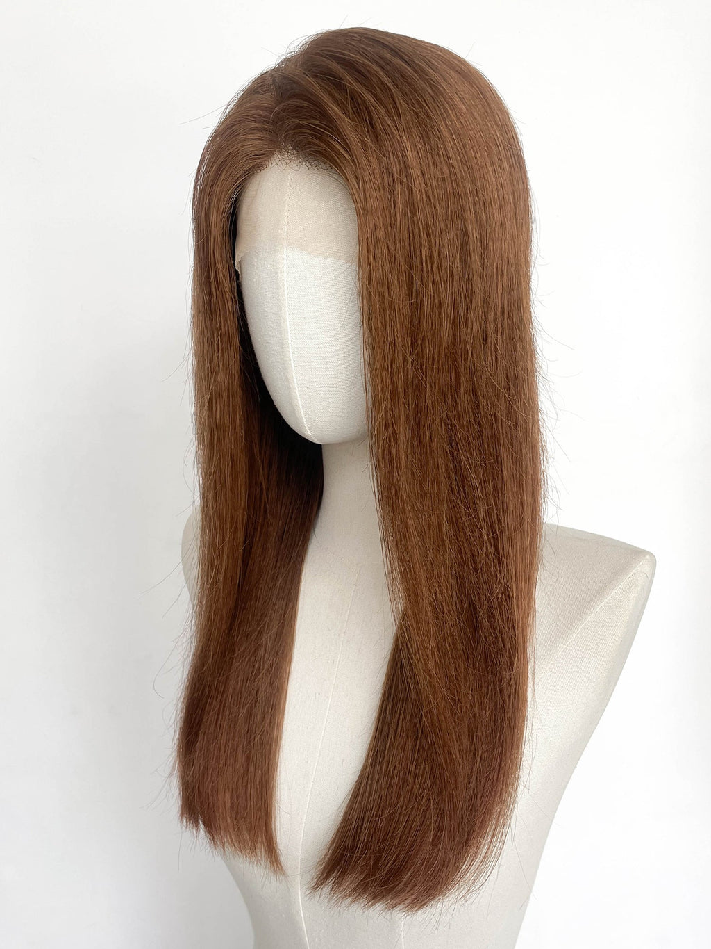 19" Long Straight Coffee Brown Lace Top Remy Human Hair HHC201