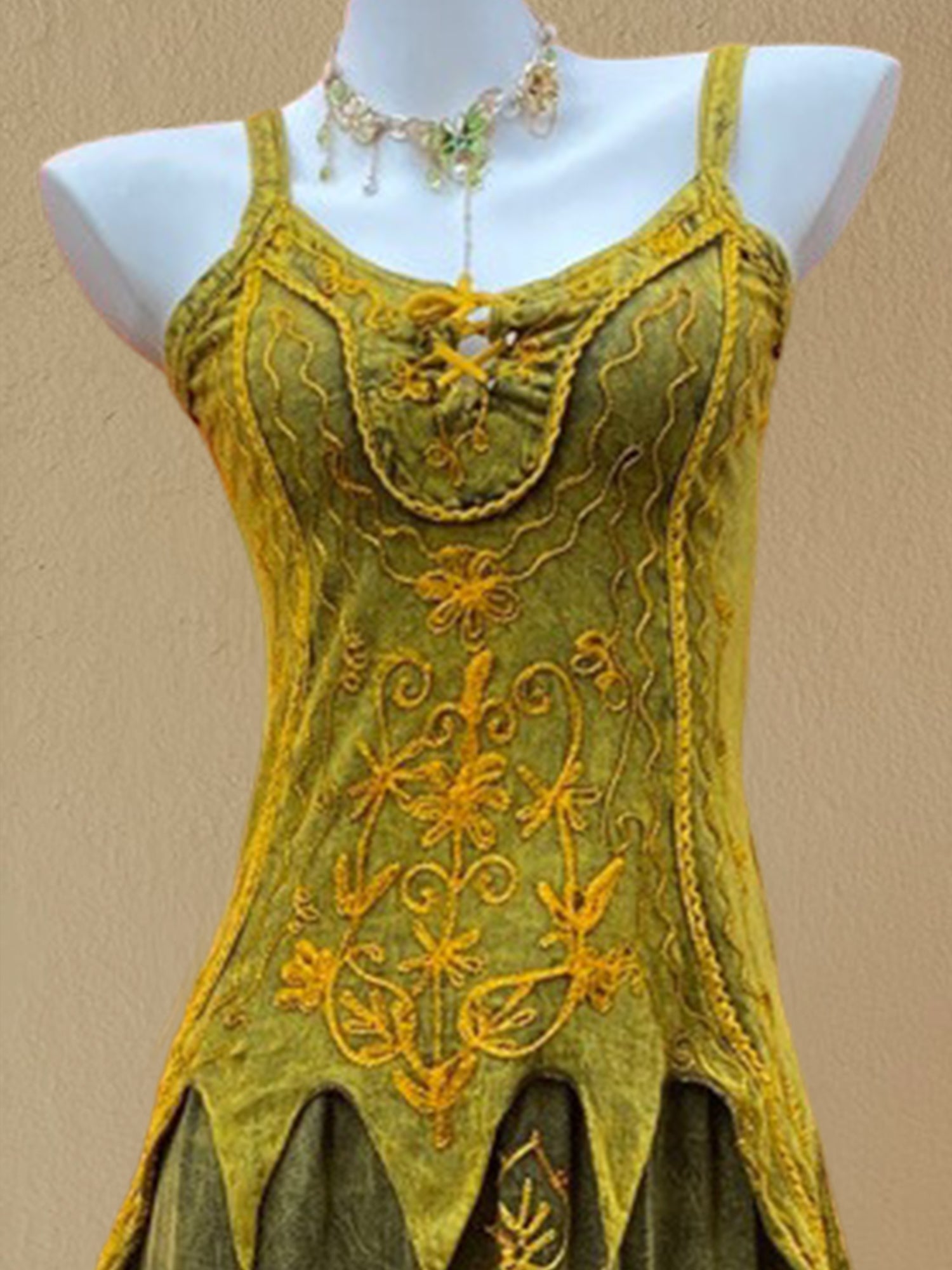 Nepal Hand-Embroidered Dyed Hippie Fairy Style Patchwork Plaid Maxi Dress XC002