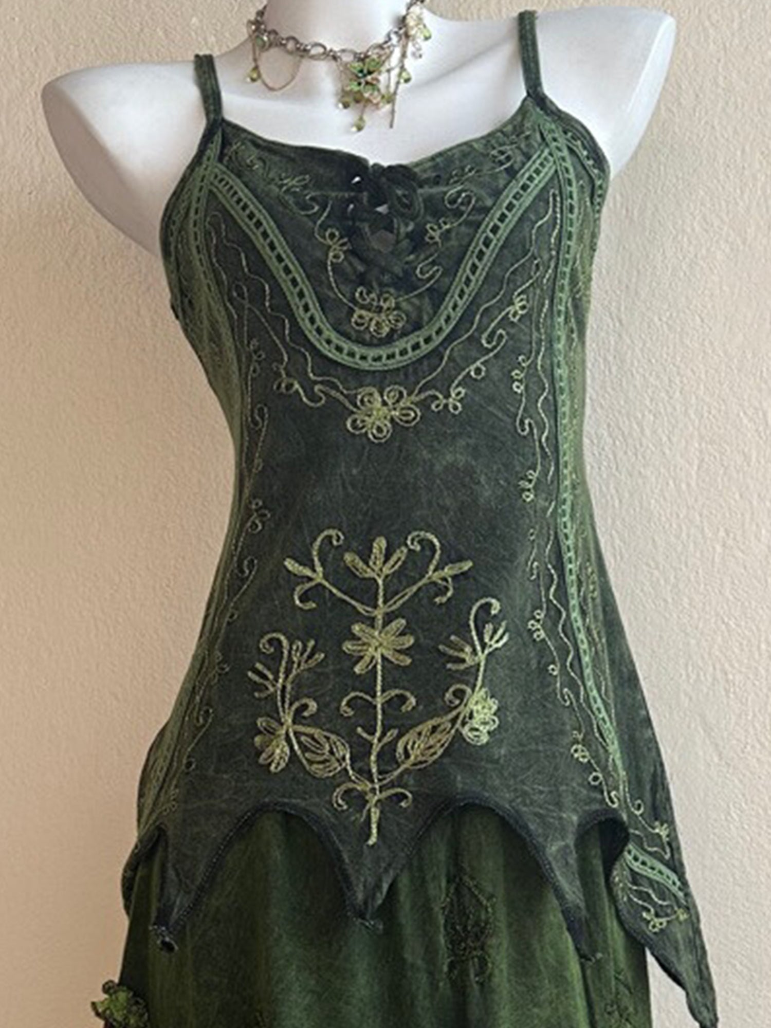 Nepal Hand-Embroidered Dyed Hippie Fairy Style Patchwork Plaid Maxi Dress XC002