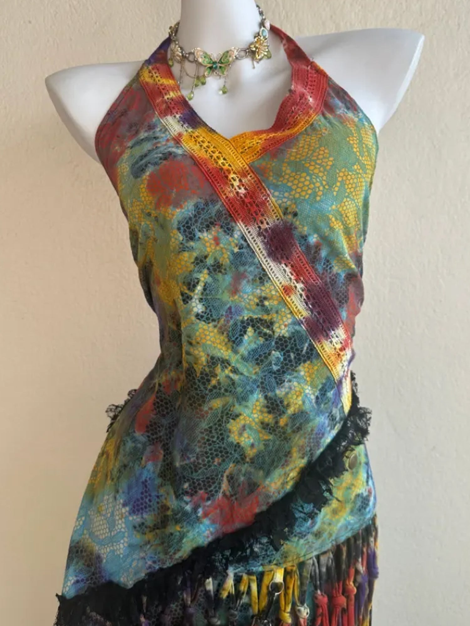 Nepal Rainbow Tie-Dye Hippie Patchwork Maxi Dress XC003
