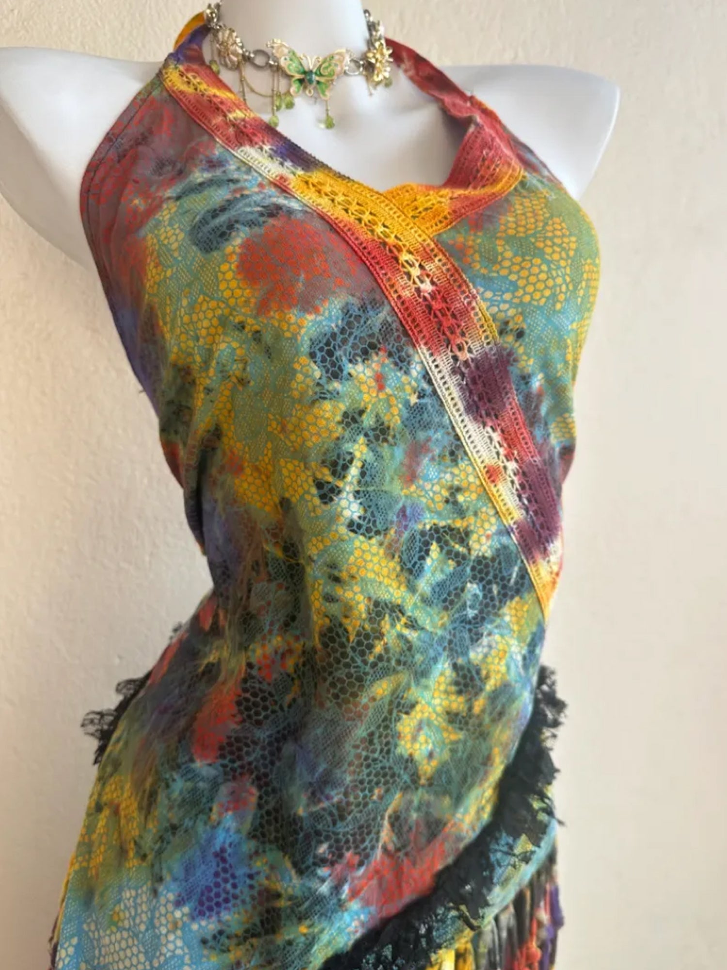 Nepal Rainbow Tie-Dye Hippie Patchwork Maxi Dress XC003