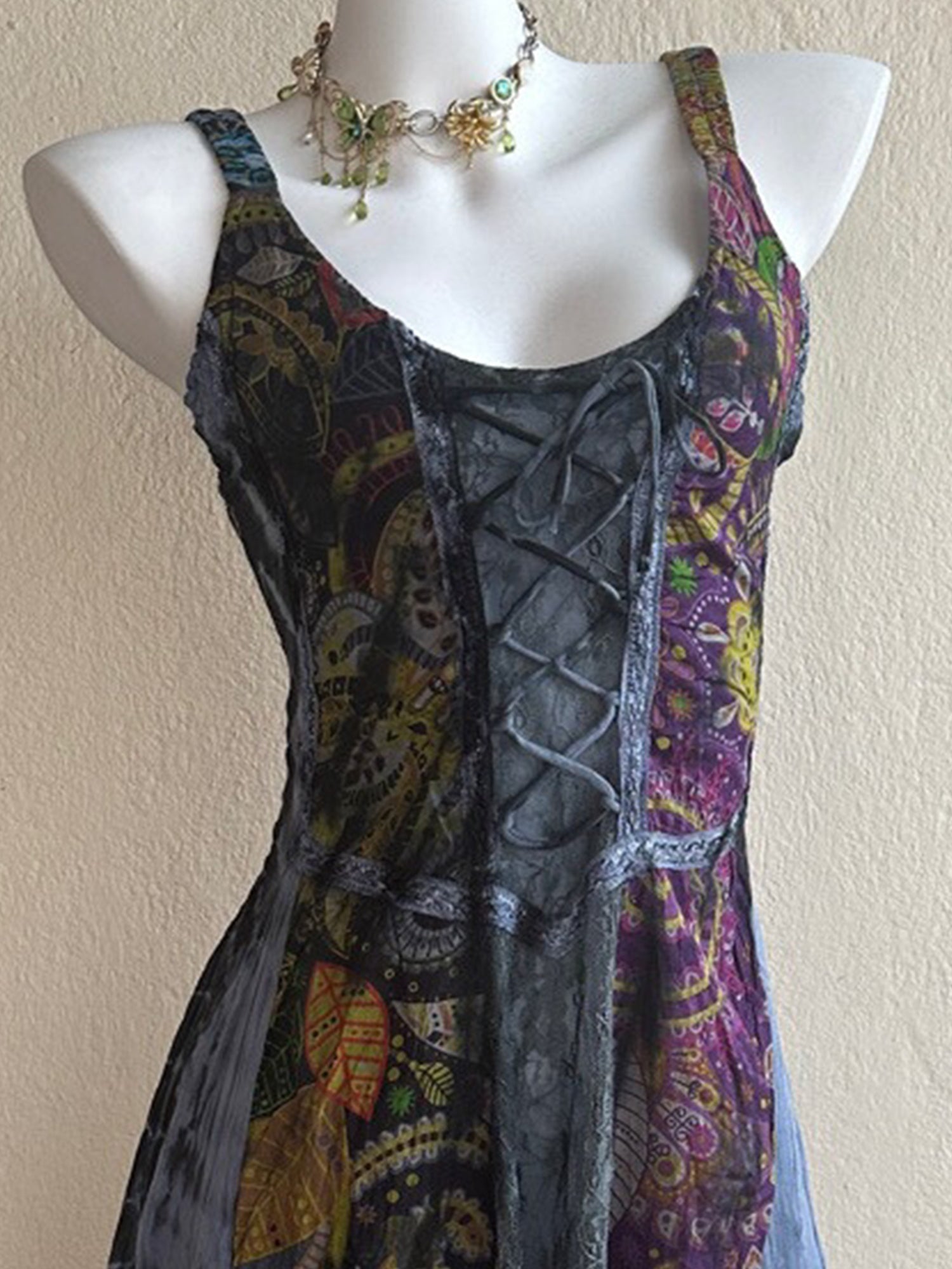 Nepal Handmade Fairy Hippie Plant Tie-Dye Maxi Dress XC006