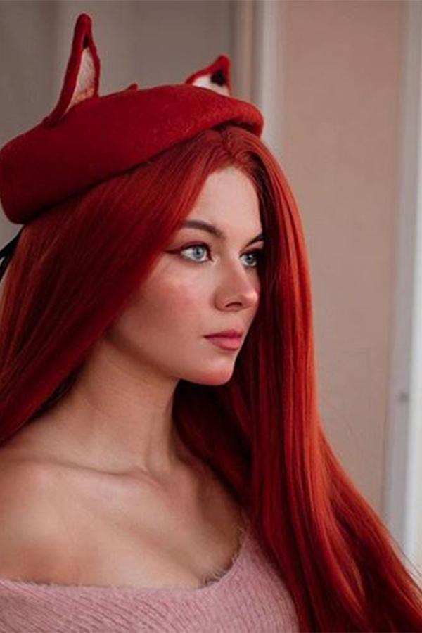 30" Auburn Yaki Lace Front Wig 10009