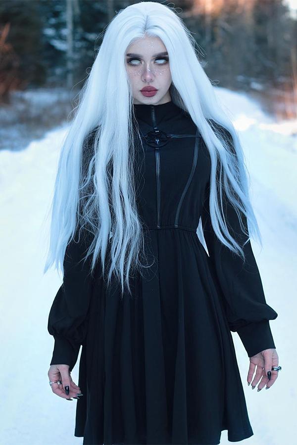 30" Pure White Yaki Lace Front Synthetic Wig 10011 - StarLite Hair