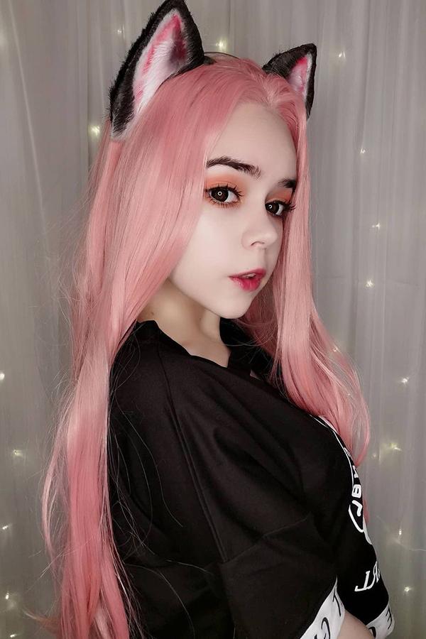 28" Light Pink Lace Front Synthetic Wig 10139