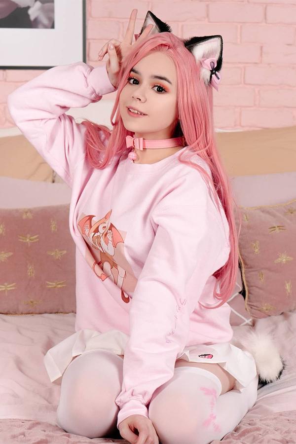 28" Light Pink Lace Front Synthetic Wig 10139