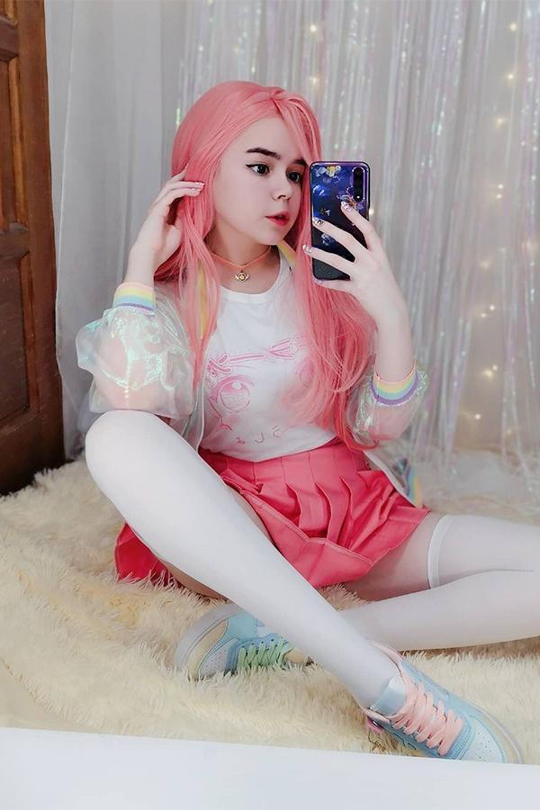 28" Light Pink Lace Front Synthetic Wig 10139