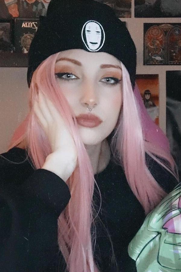 28" Light Pink Lace Front Synthetic Wig 10139