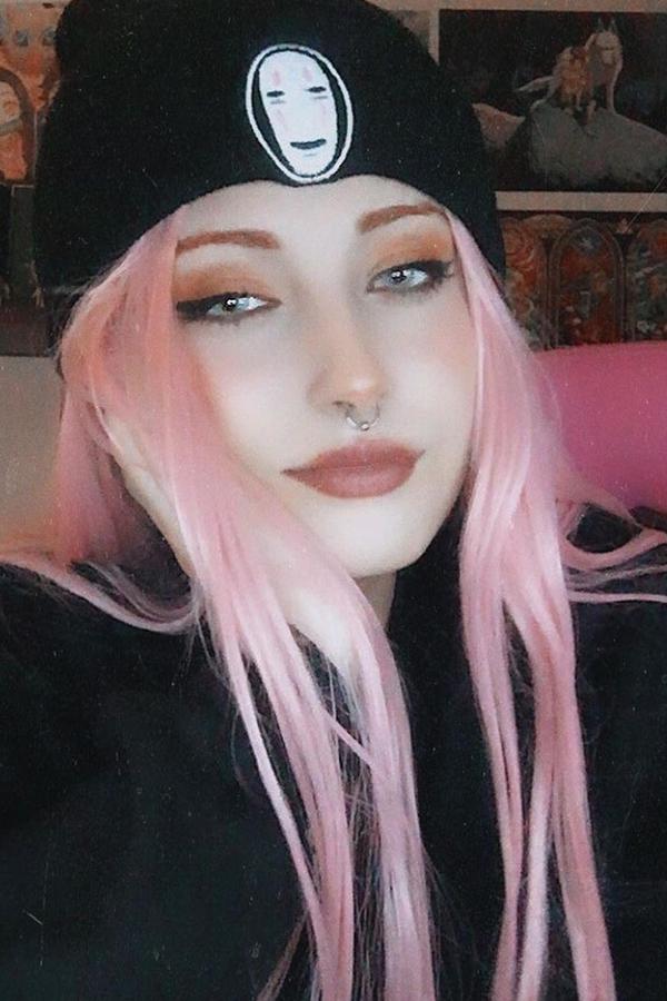 28" Light Pink Lace Front Synthetic Wig 10139