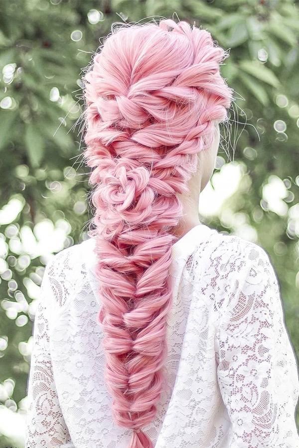 28" Light Pink Lace Front Synthetic Wig 10139 - StarLite Hair