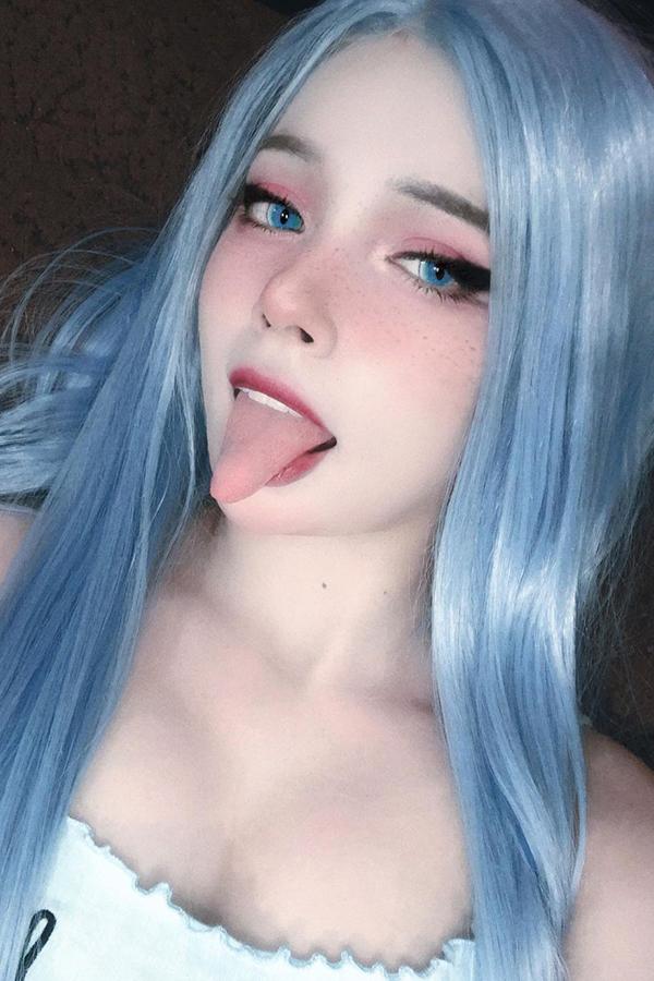 30" Light Blue Lace Front Synthetic Wig 10187