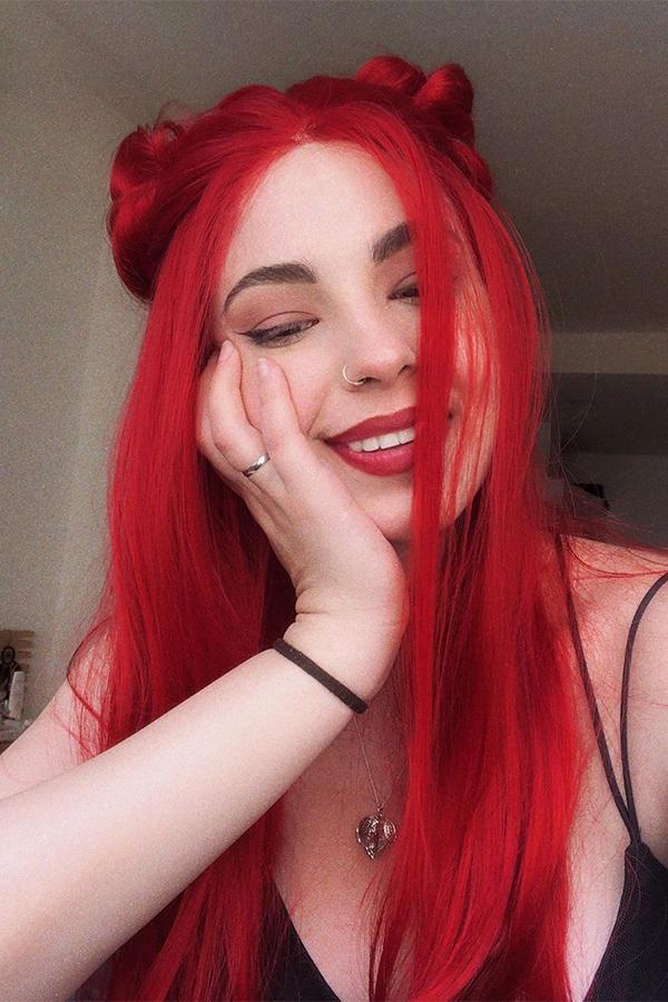 24" Red Lace Front Synthetic Hair Wig 20020 - StarLite Hair