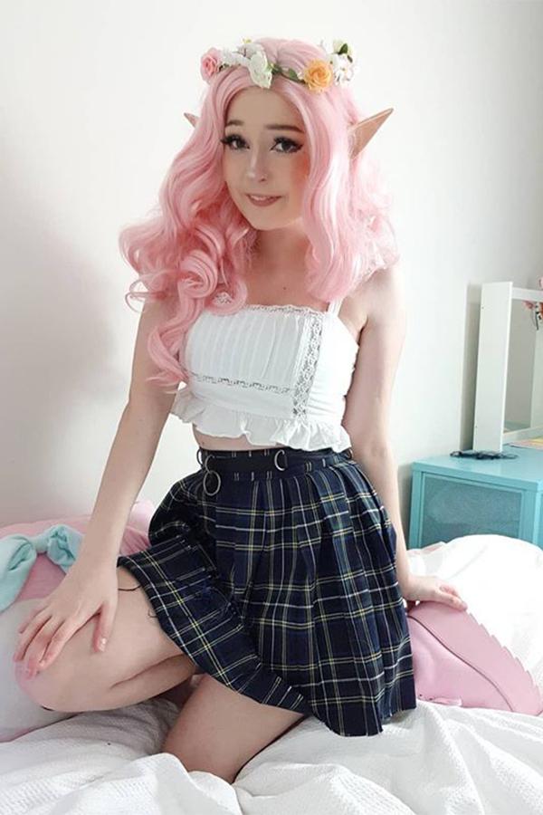 26" Pink Lace Front Synthetic Hair Wig 20200