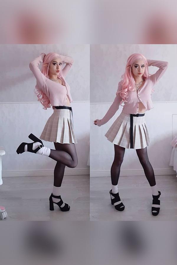 26" Pink Lace Front Synthetic Hair Wig 20200