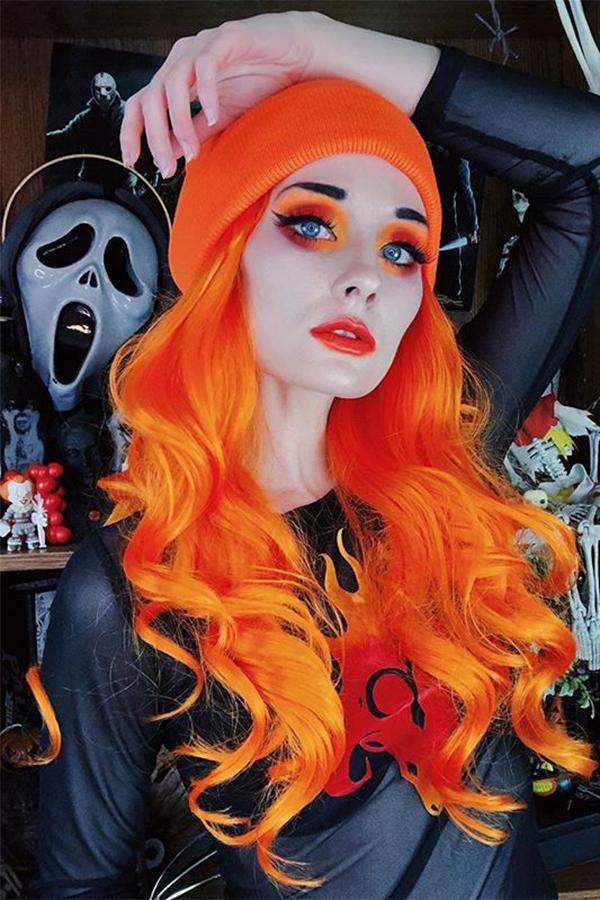 24" Mixed Orange Lace Front Synthetic Wig 20206