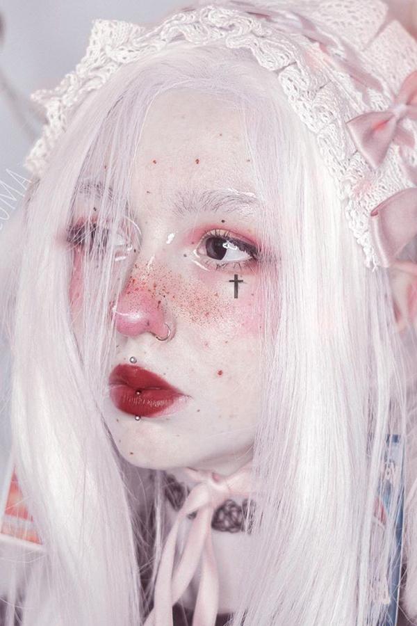 24" White Lace Front Synthetic Hair Wig 20225