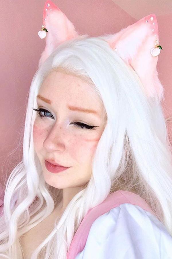 24" White Lace Front Synthetic Hair Wig 20231
