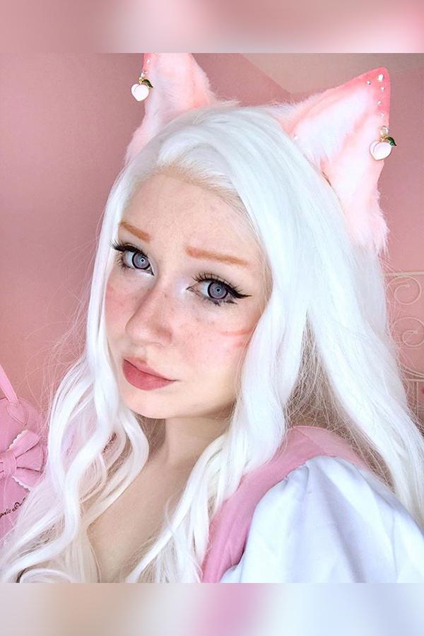 24" White Lace Front Synthetic Hair Wig 20231