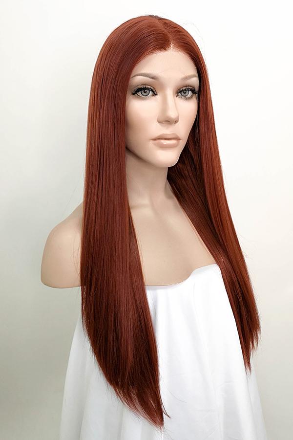 24" Auburn Lace Front Synthetic Wig 20006
