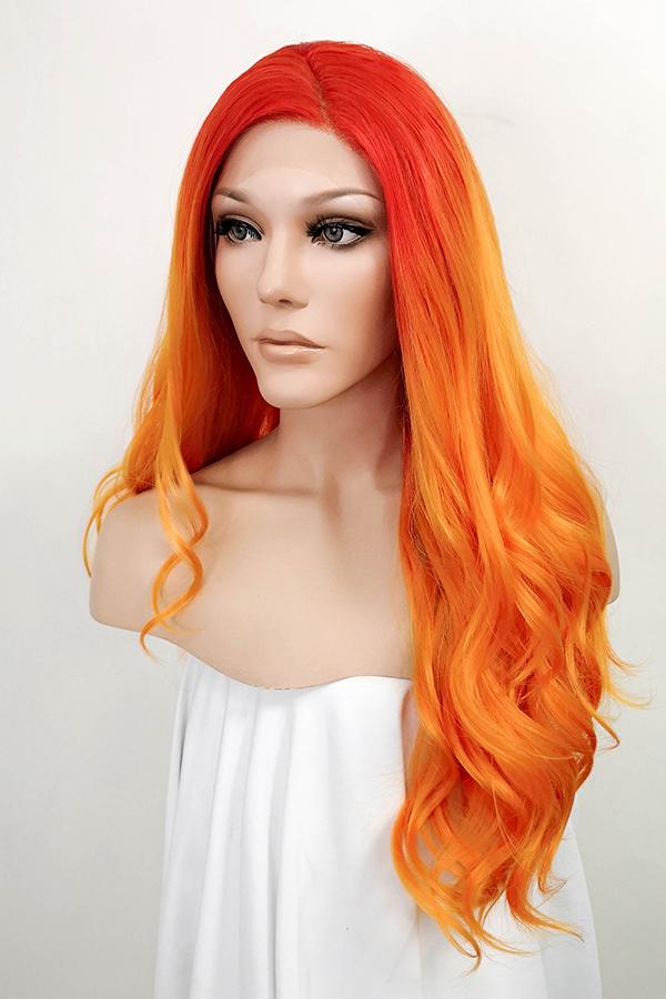 24" Mixed Orange Lace Front Synthetic Wig 20206