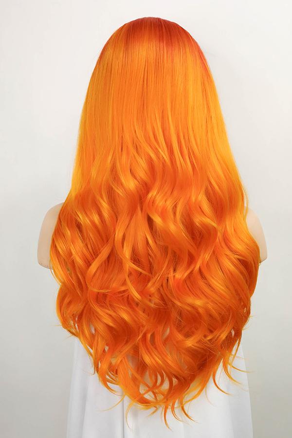 24" Mixed Orange Lace Front Synthetic Wig 20206