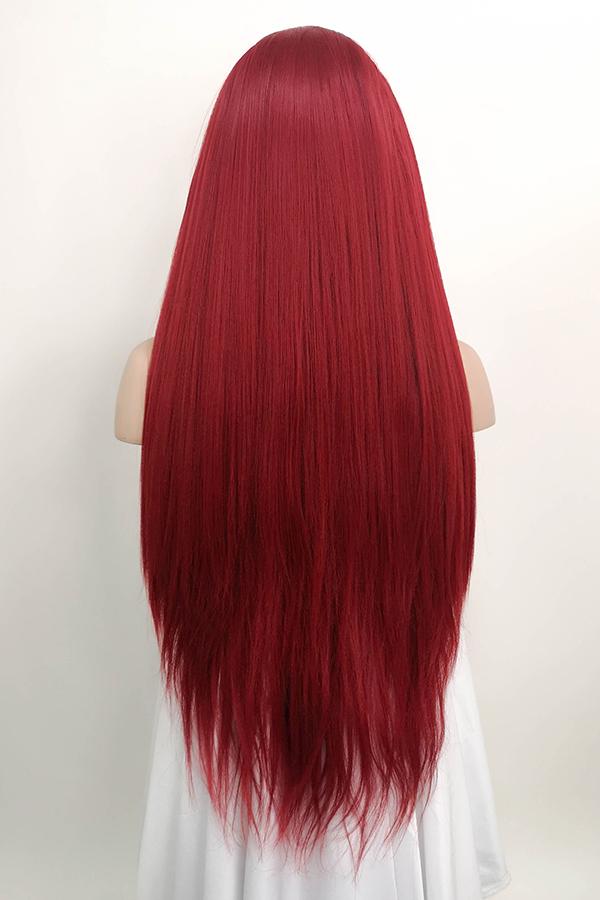 30" Dark Red Yaki Lace Front Synthetic Wig 10010 - StarLite Hair