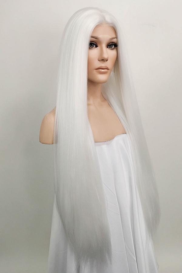 30" Pure White Yaki Lace Front Synthetic Wig 10011 - StarLite Hair