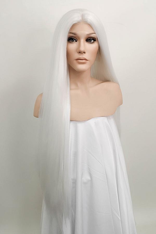 30" Pure White Yaki Lace Front Synthetic Wig 10011 - StarLite Hair
