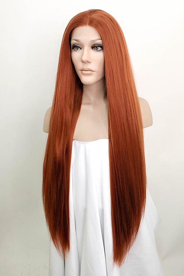 30" Auburn Yaki Lace Front Wig 10009
