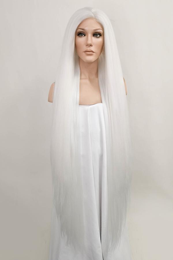 42" White Yaki Lace Front Synthetic Wig 10054